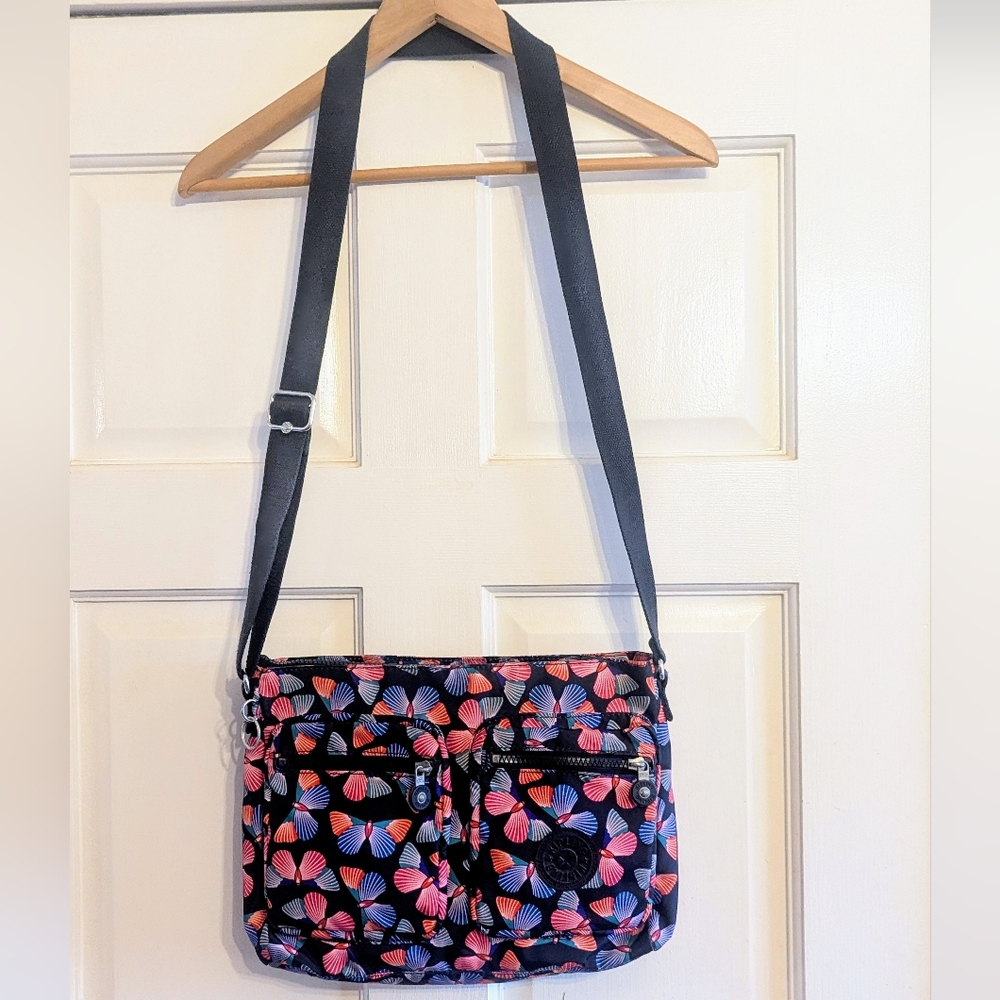 Kipling Coralie Butterfly Print Nylon Shoulder Crossbody Bag EUC